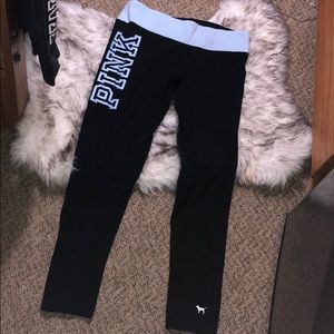 Victoria Secret Pink Blue Trim Yoga Leggings